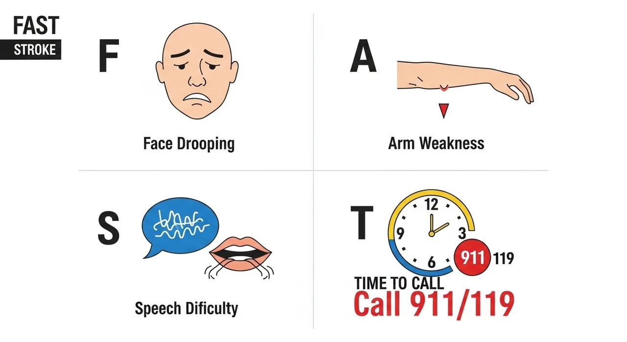 생명을 살리는 'FAST' 기억법: 뇌졸중 초기증상 핵심 체크리스트